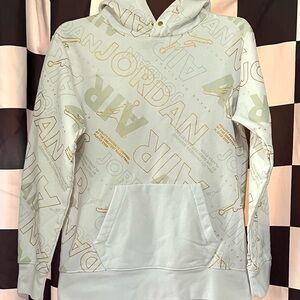Jordan White Hoodie with Gold Details